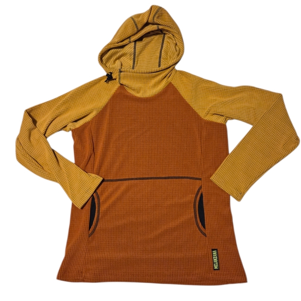 NEW Melanzana Micro Grid Hoodie V2 Sweatshirt‎ Pumpkin Sunflower Women's Medium
